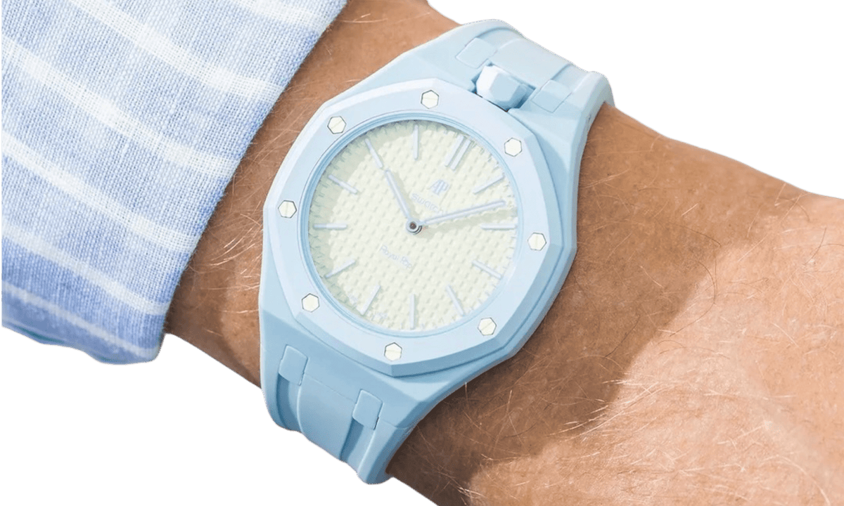 Swatch x Audemars Piguet AP Bioceramic Royal Pop Blaue Acht on Light Blue Rubber Strap & Light Blue Case