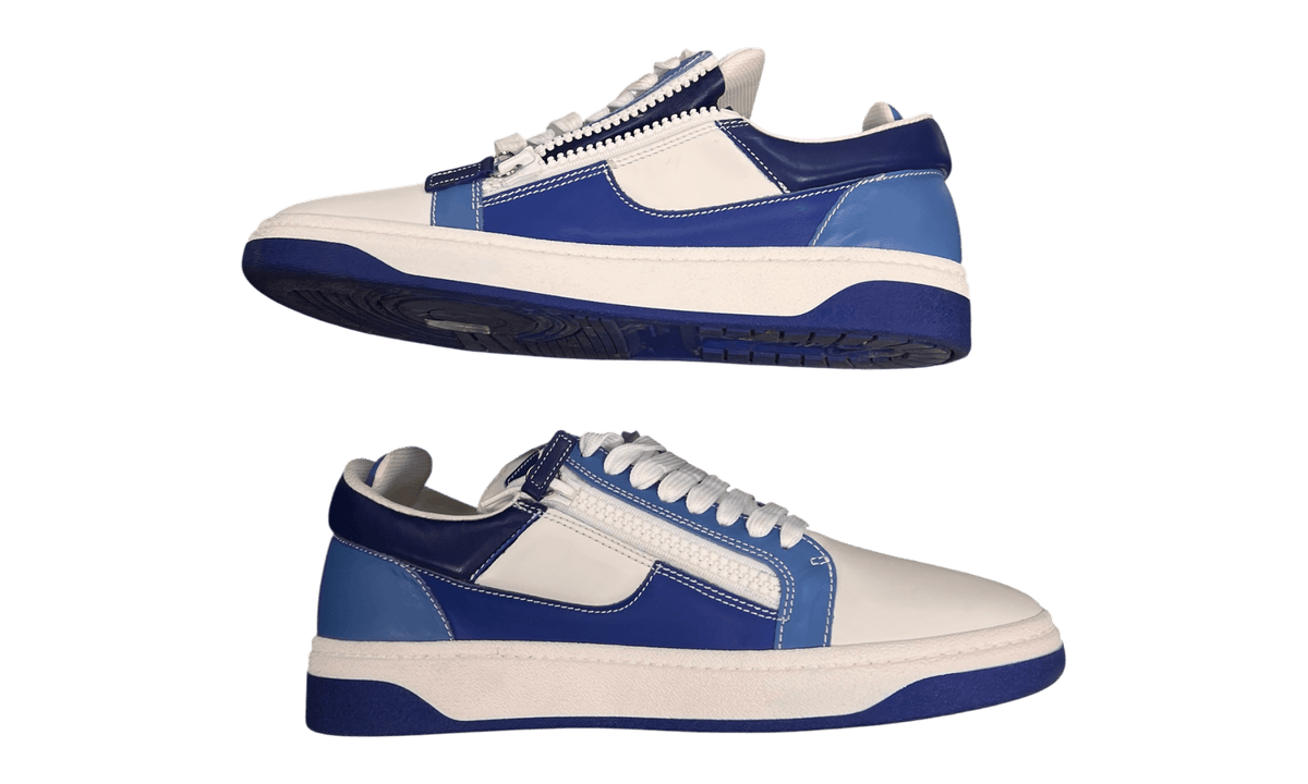 Giuseppe Zanotti Blue/White Leather Low Sneakers (Preowned)