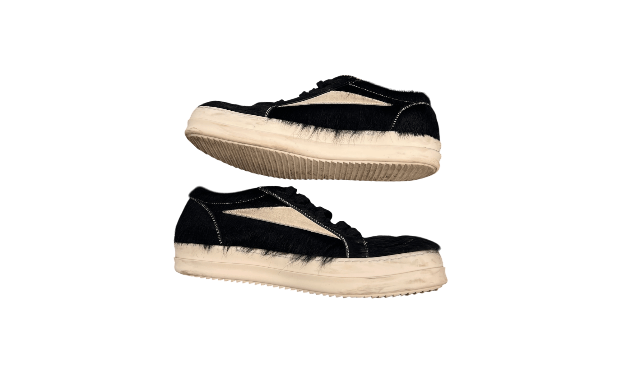 Rick Owens Vintage Low Pony Hair Black/Milk Sneakers (PreOwned)