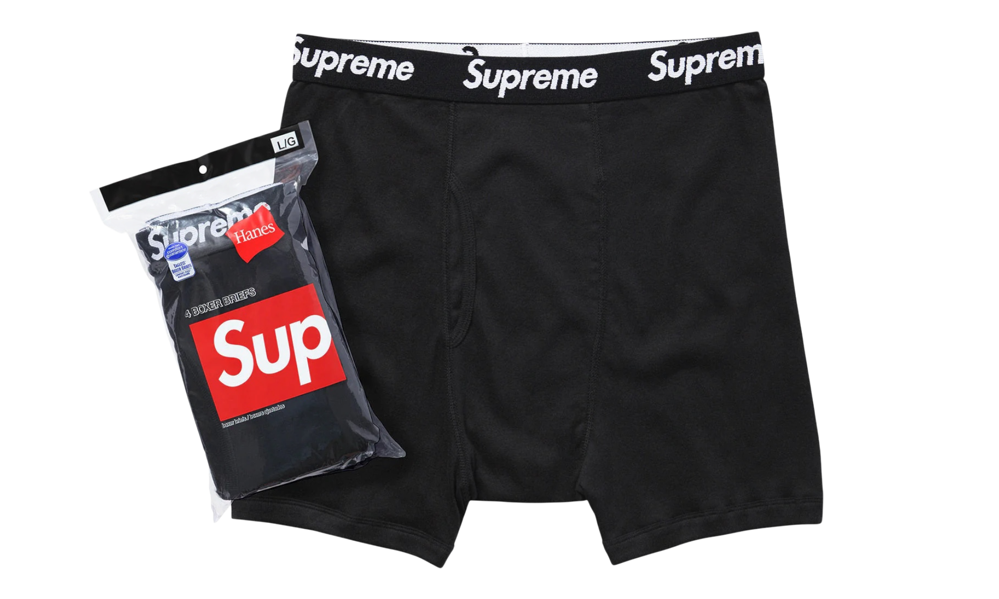 Supreme Hanes Boxer Briefs (4 Pack) Black