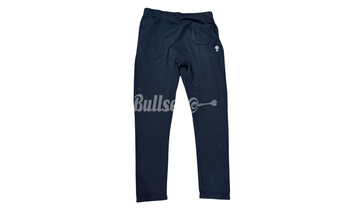 Chrome Hearts Script Logo Embroidered Premium Leather Tag Black Sweatpants