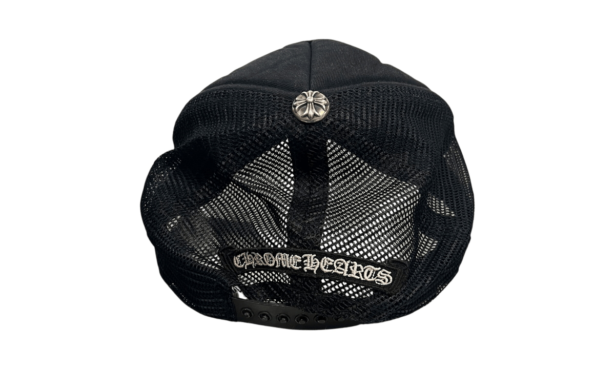 Chrome Hearts Pony Hair Cemetery Cross White Patch Black Trucker Hat (PreOwned)