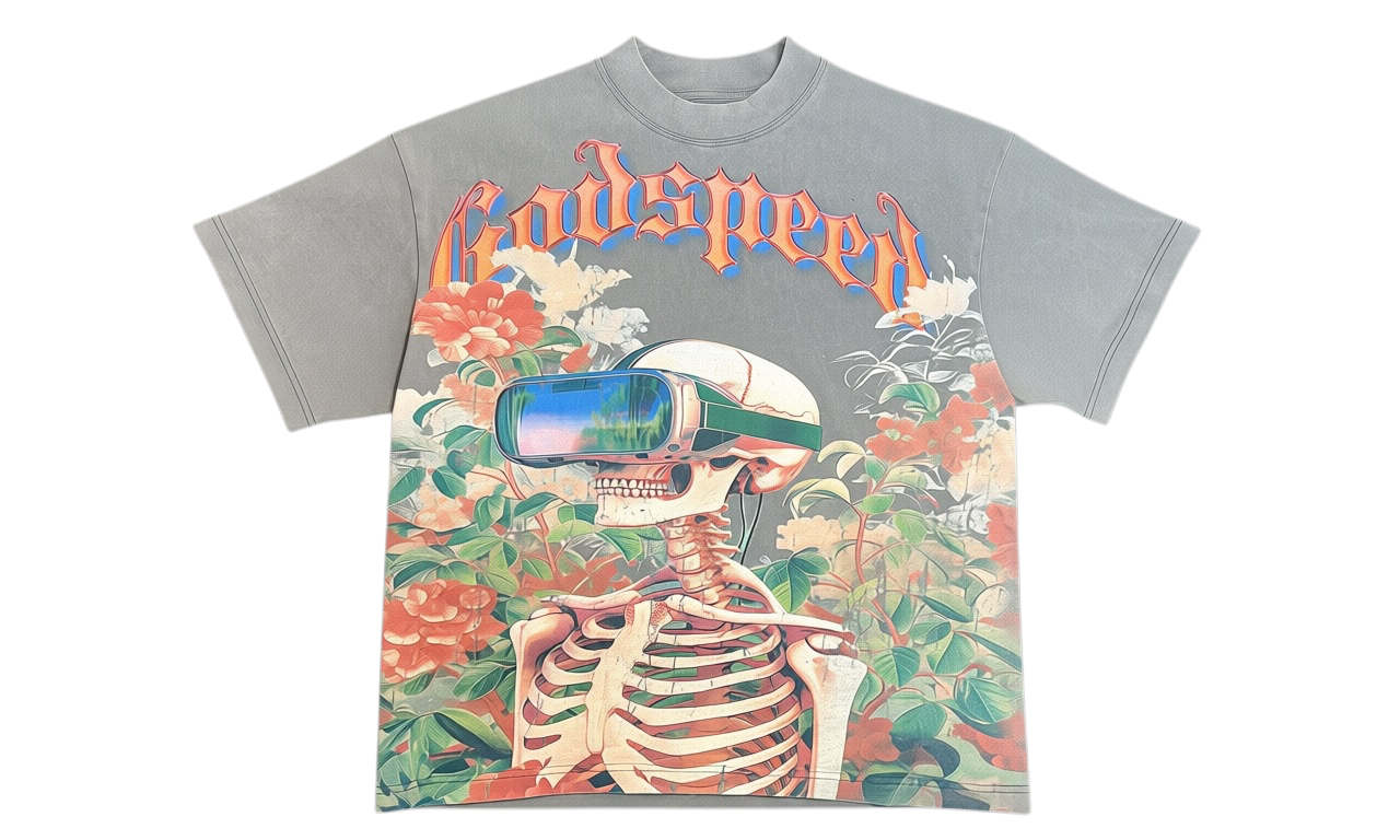 Godspeed Vision Flowers Grey Wash T-shirt (PreOwned)