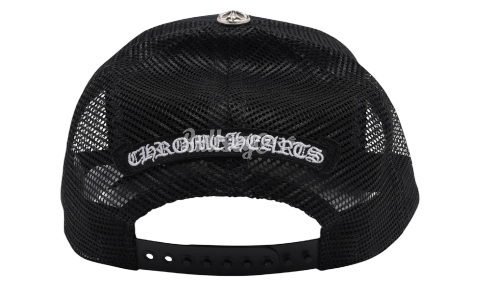 Chrome Hearts Pony Hair Cemetery Cross White Patch Black Trucker Hat