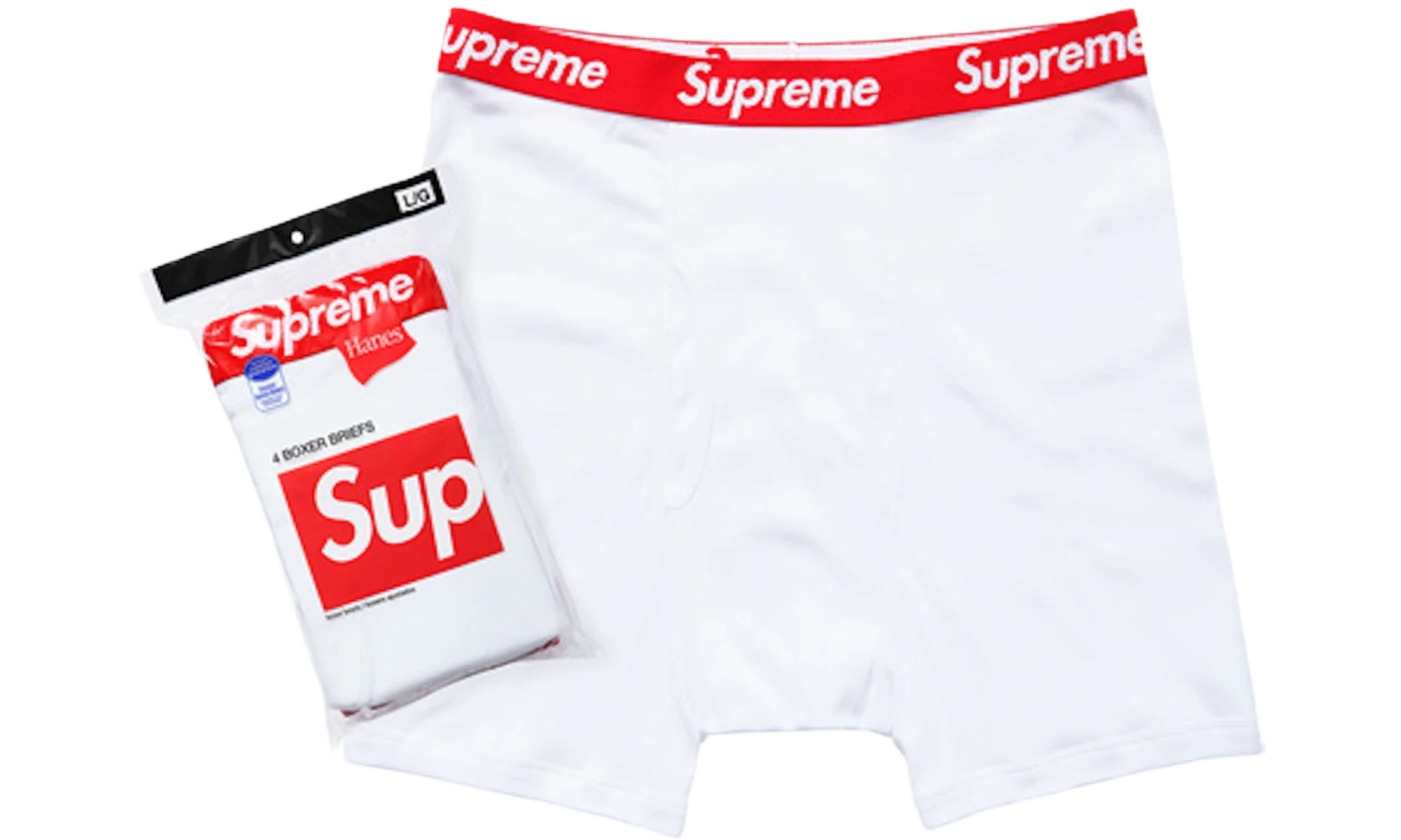 Supreme Hanes Boxer Briefs (4 Pack) White