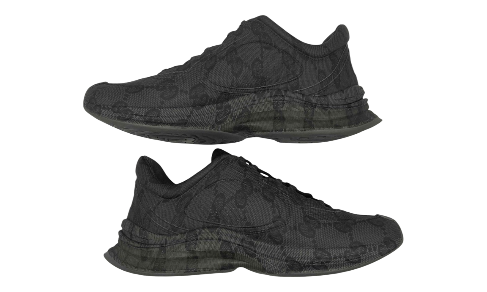 Gucci Run "GG Water Transfer Print Black" Sneakers (PreOwned)