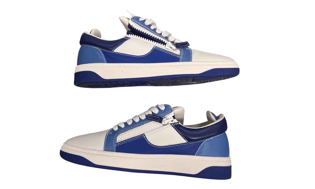 Giuseppe Zanotti Blue/White Leather Low Sneakers (Preowned)