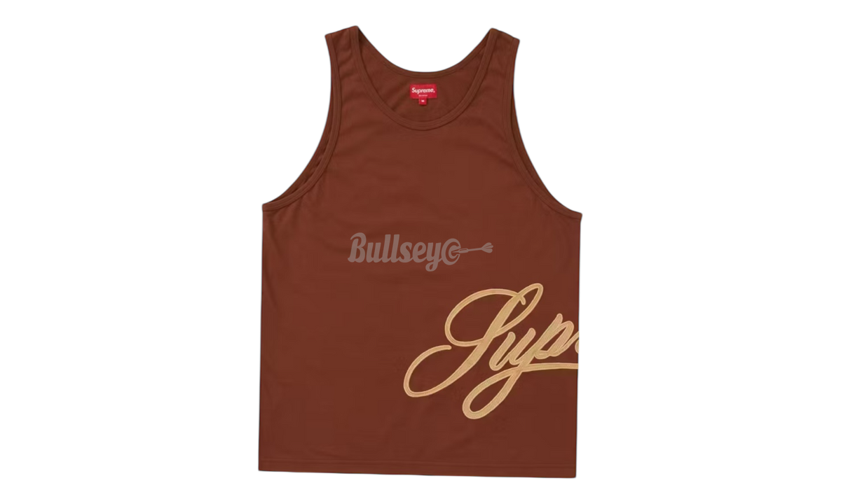 Supreme Mesh Script Brown Tank Top
