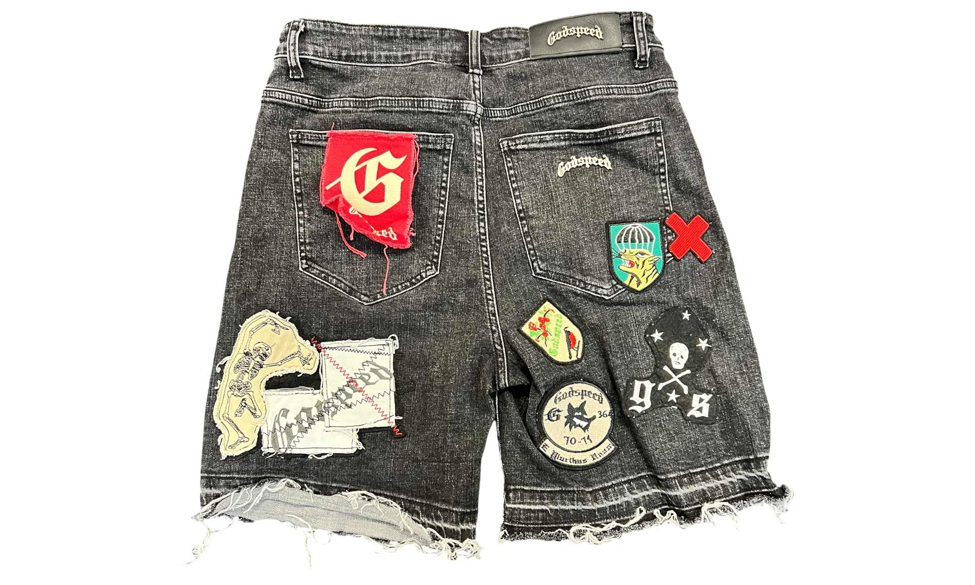 Godspeed Patchwork Black Denim Shorts (PreOwned)