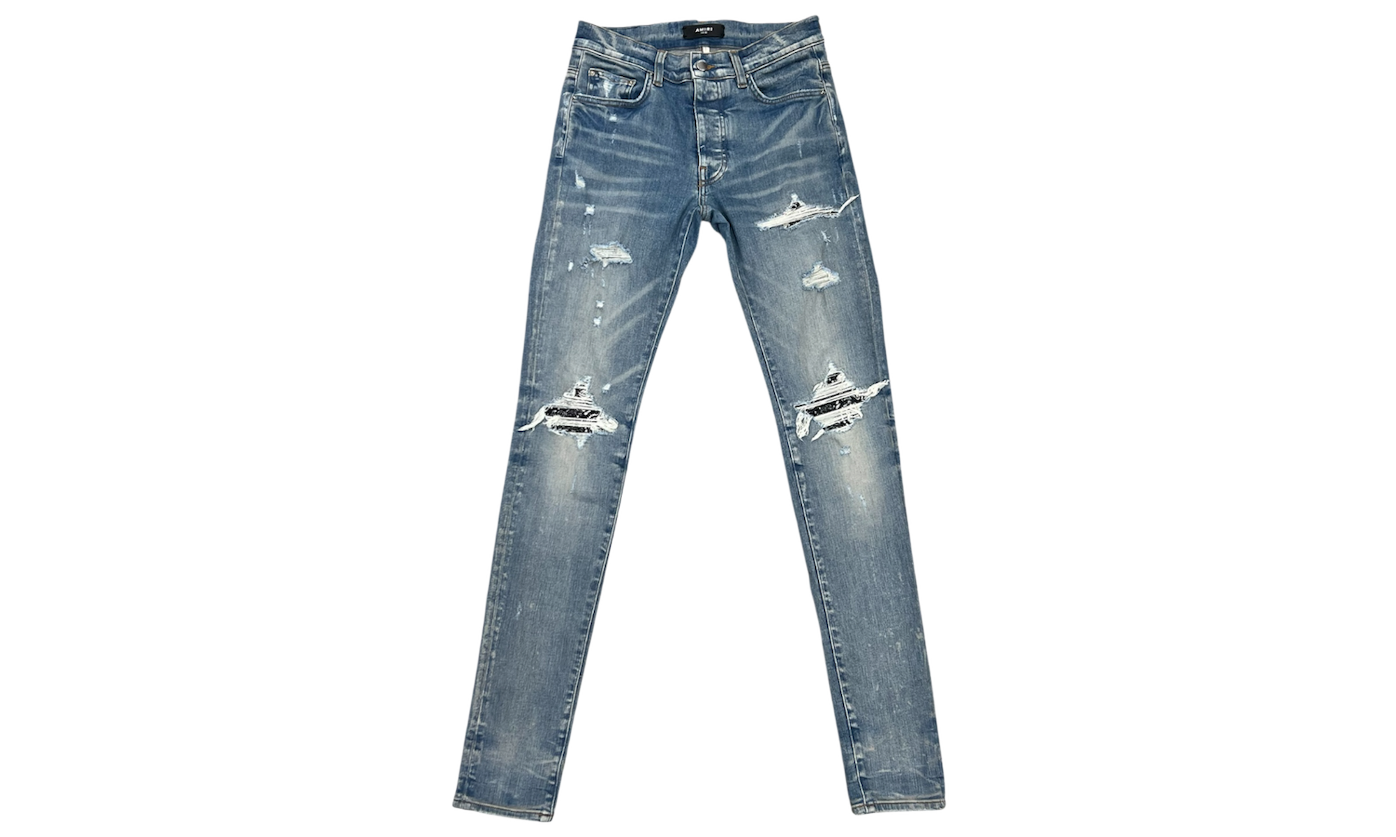Amiri Black Bandana Patch MX1 (Preowned)Distressed Jeans