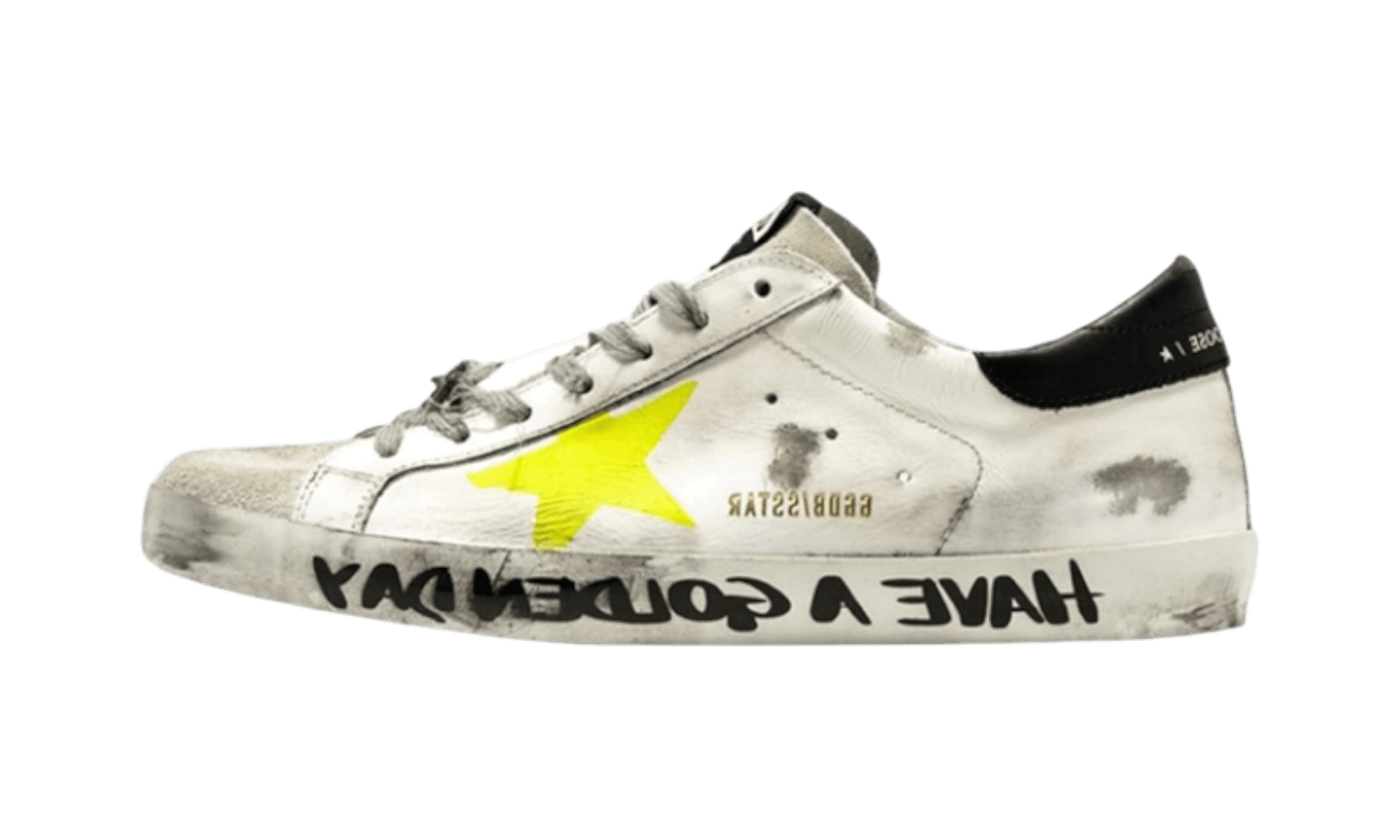 Golden Goose White Neon Distressed Superstar Sneaker
