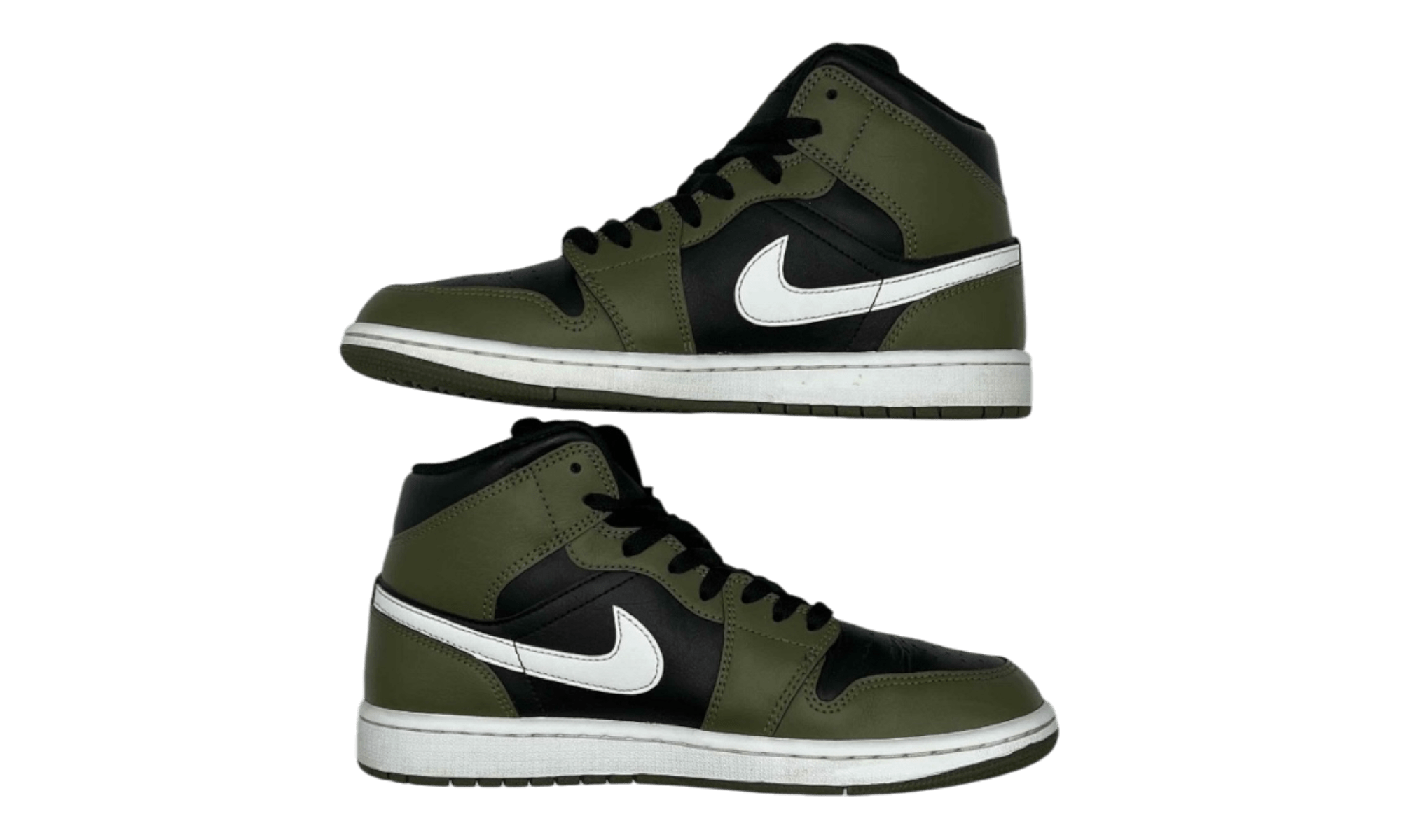 Jordan 1 Mid Black White Olive (PreOwned) (No Box)