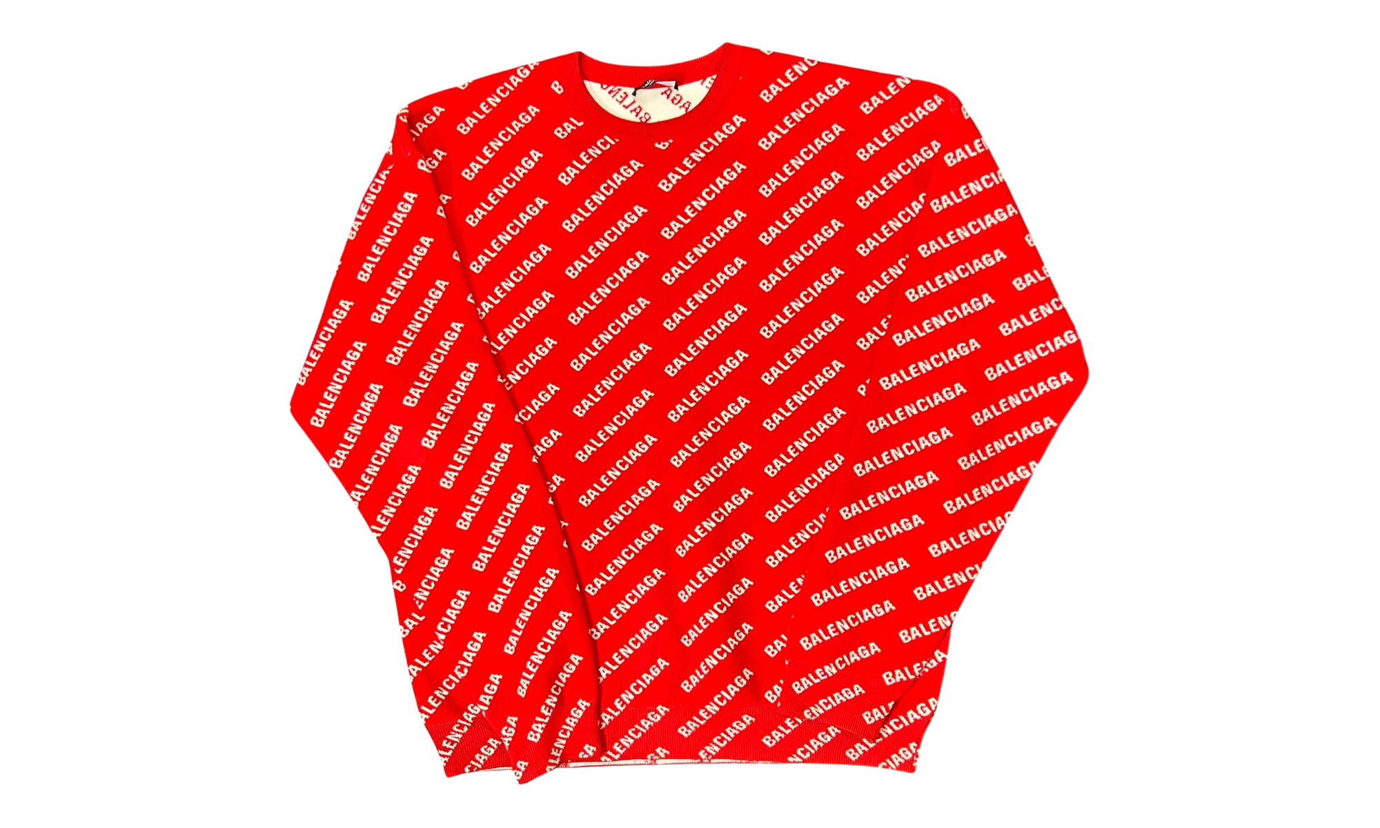 Balenciaga All Over Red Logo Crewneck (PreOwned)
