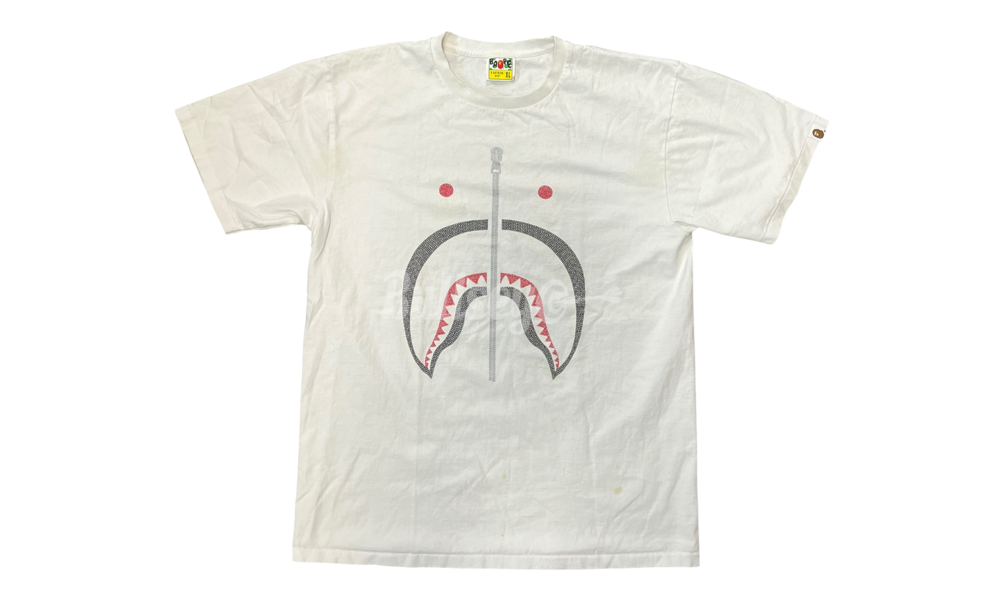 Bape Shark Zip Up Logo White T-Shirt (PreOwned)