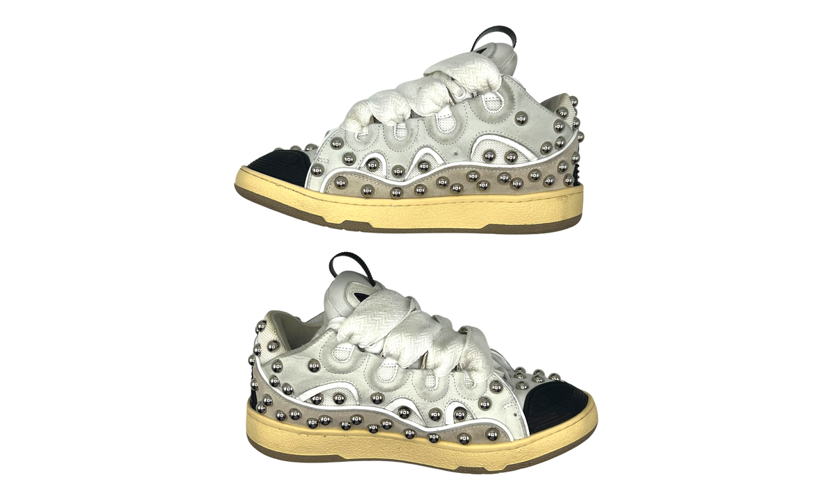 Lanvin Studded Leather Curb Sneaker White (PreOwned)
