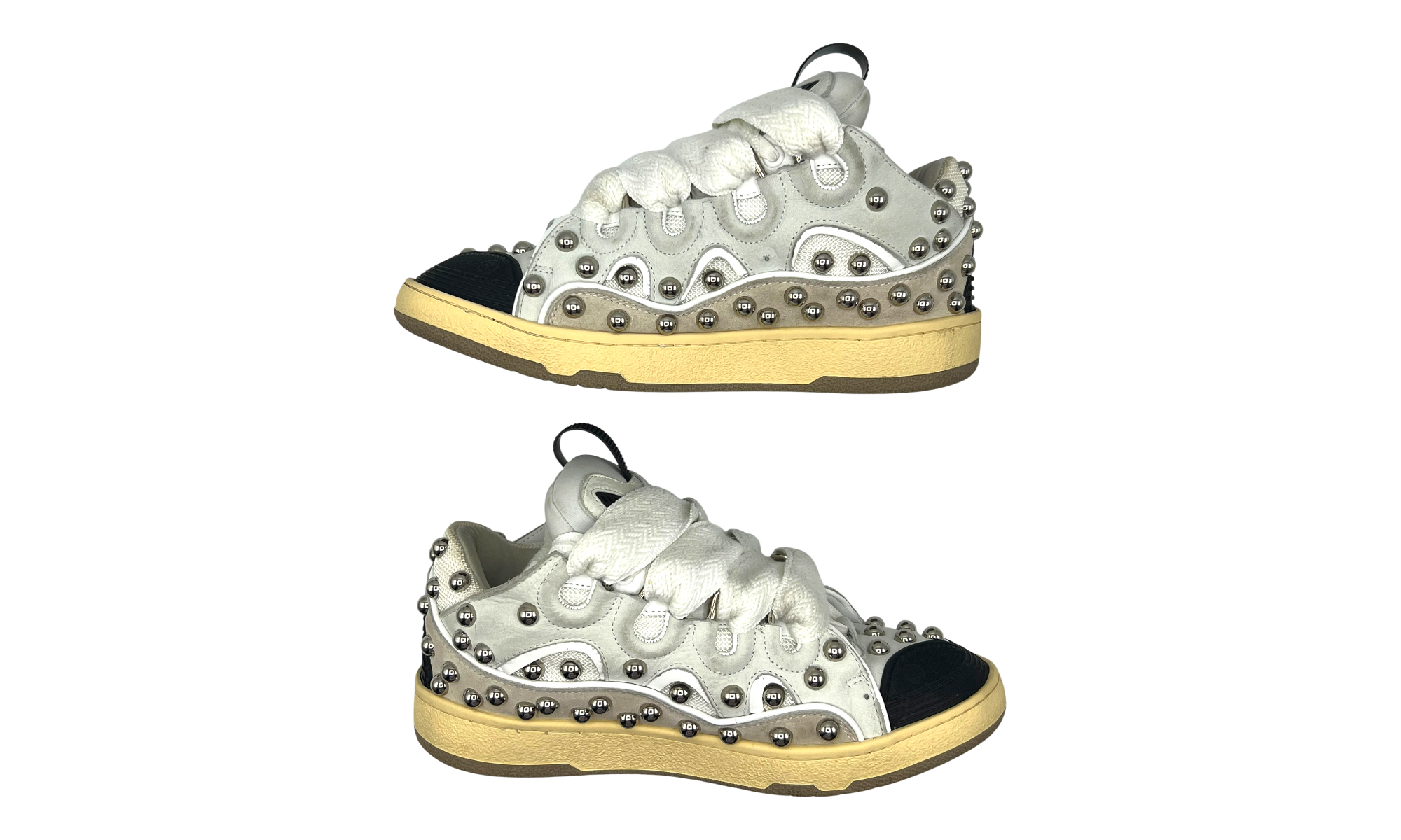 Lanvin Studded Leather Curb Sneaker White (PreOwned)