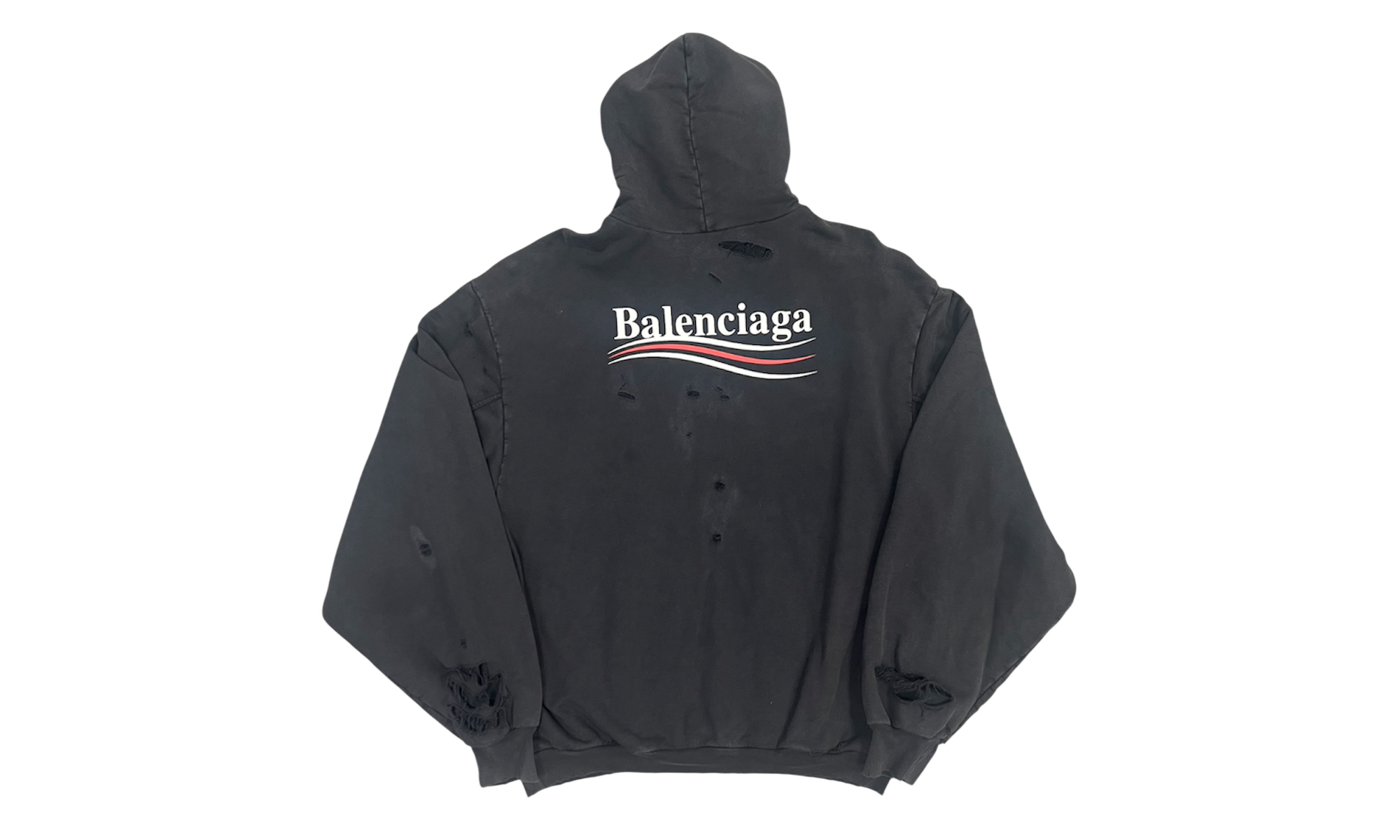 Balenciaga Political Campaign Layered Black Hoodie (PreOwned)