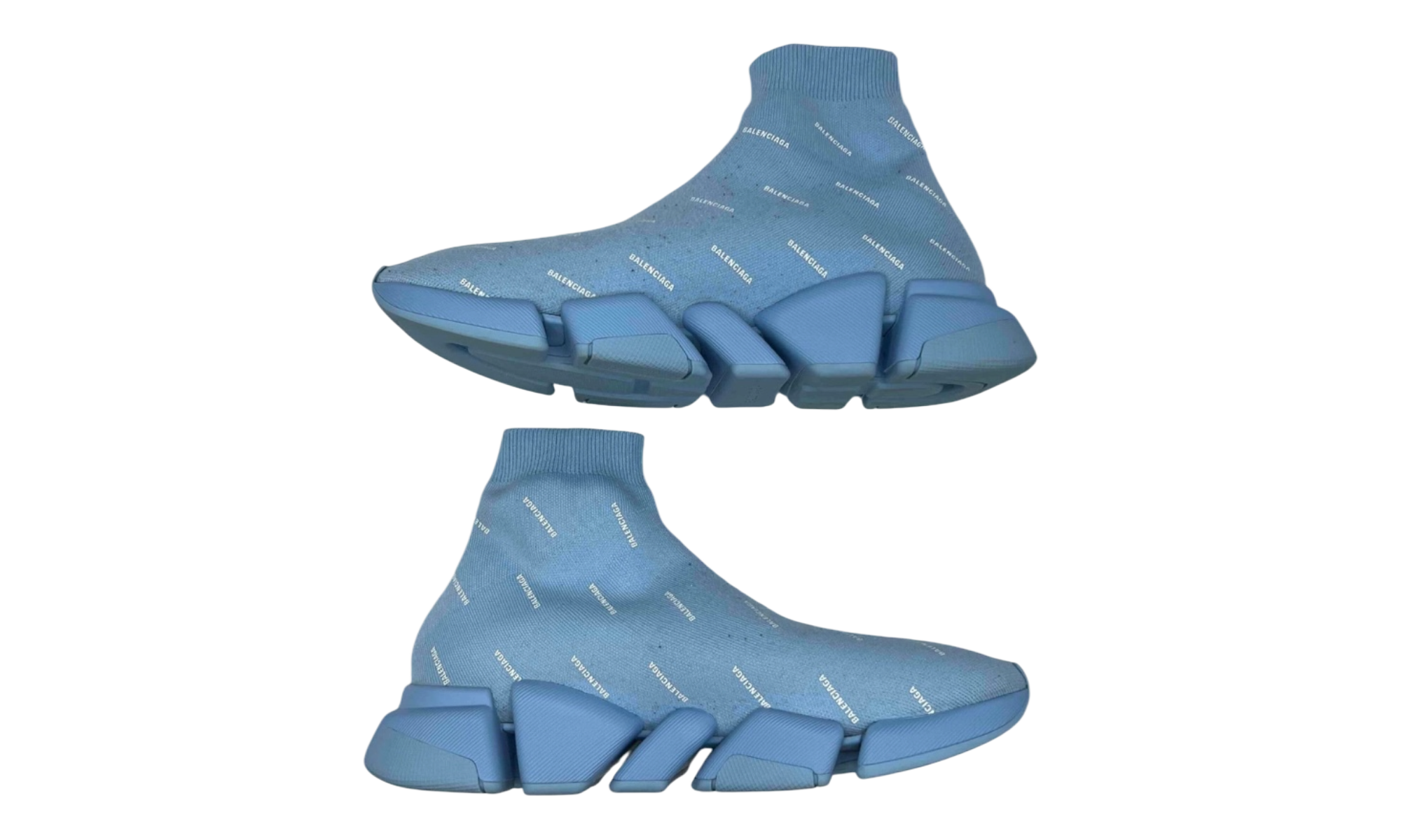 Balenciaga Speed Trainer 2.0 All Over Logo Soft Blue (PreOwned) (No Box)