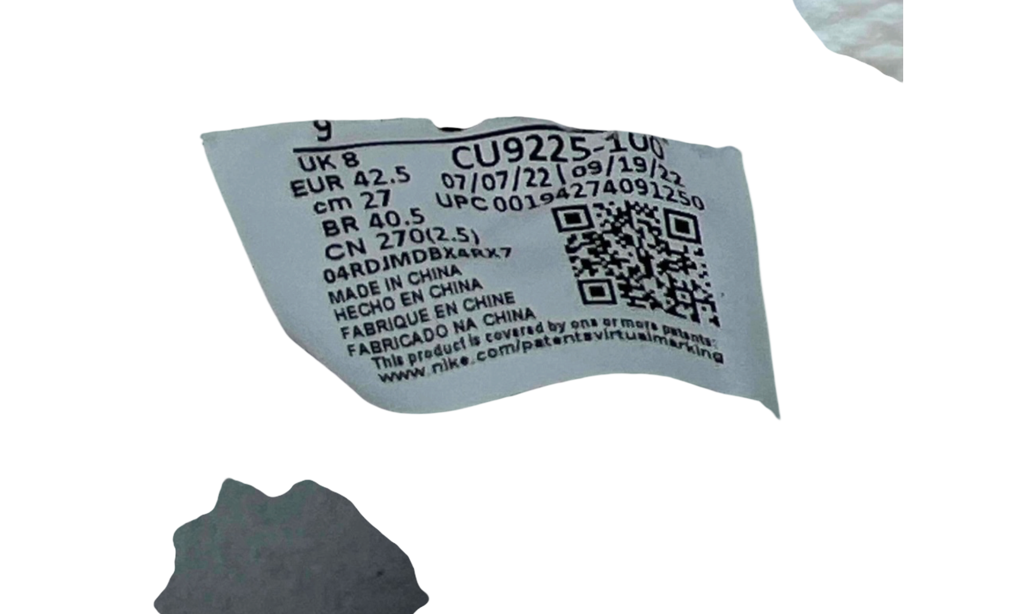 Nike Air Force 1 "Supreme" White (PreOwned) (No Box)