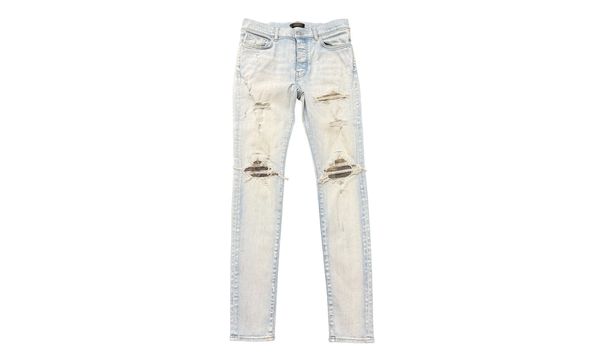 Amiri MX1 Camo Patch Light Indigo Jeans (PreOwned)