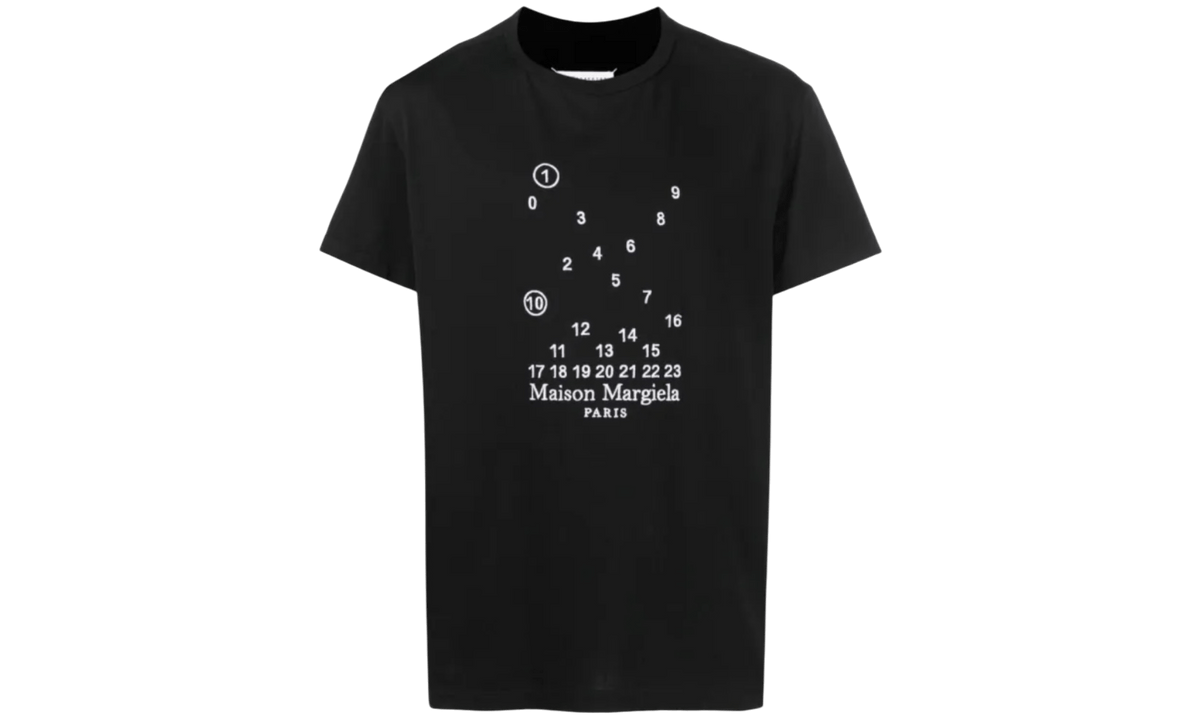 Maison Margiela Numeric Logo Embroidered Black T-Shirt