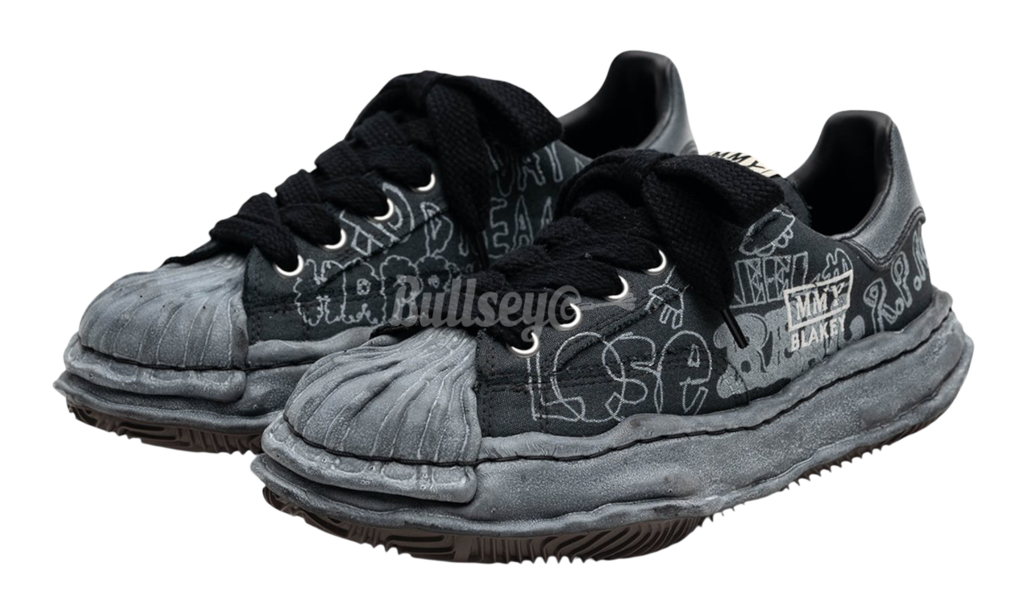 Maison Mihara Yasuhio Blakey Original Sole Graffiti Printed Canvas Black Low-Top Sneaker