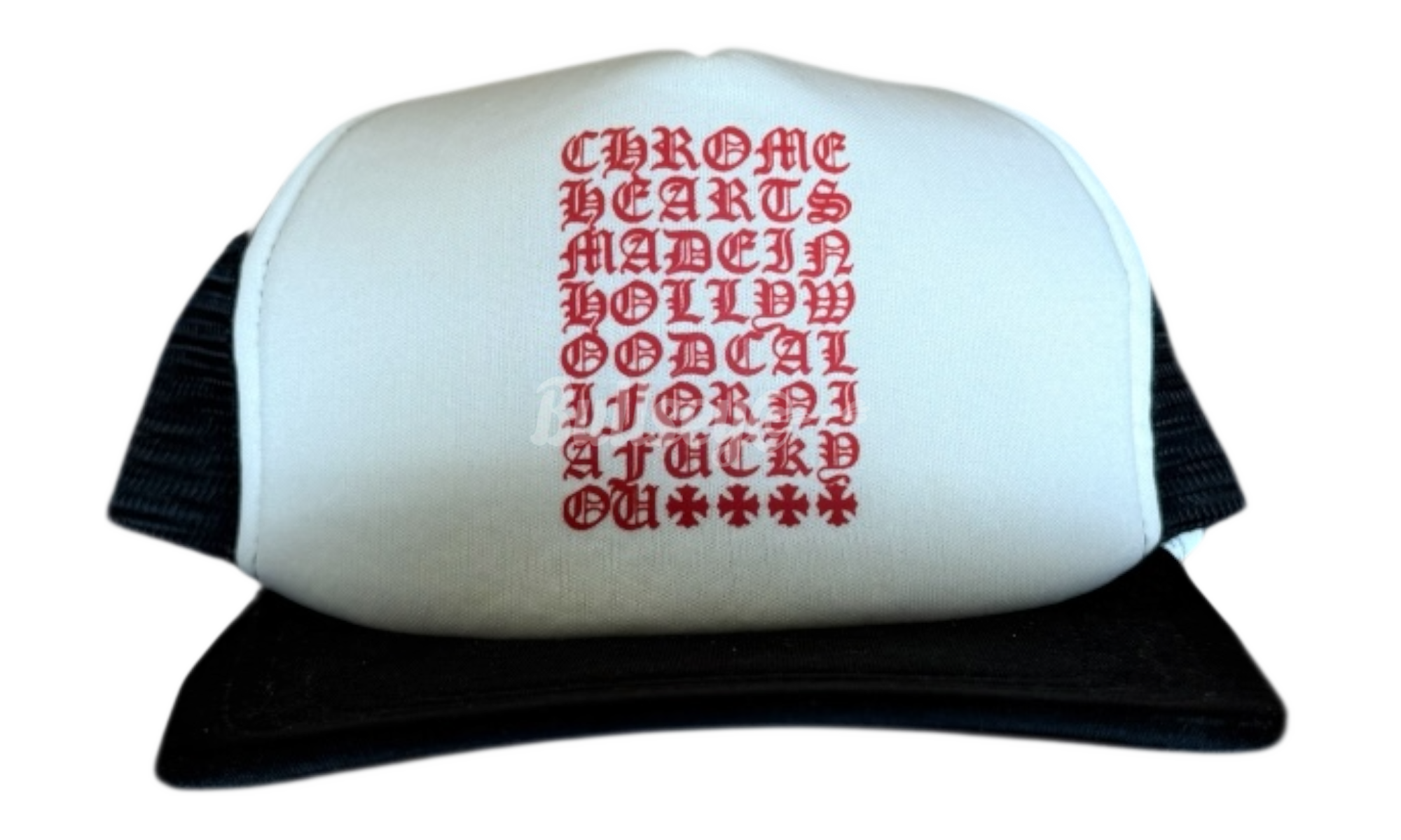 Chrome Hearts Red Letters Script Trucker Hat