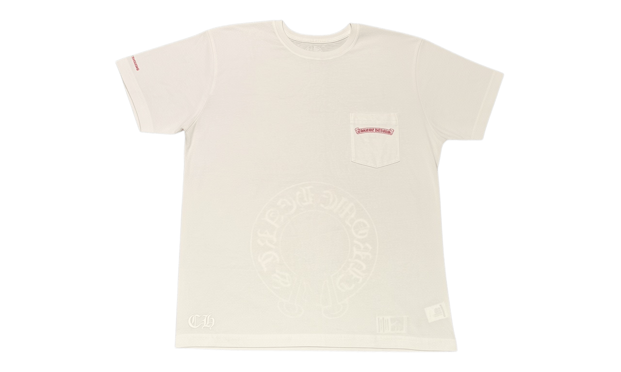 Chrome Hearts Red Scroll Label White Horseshoe T-Shirt