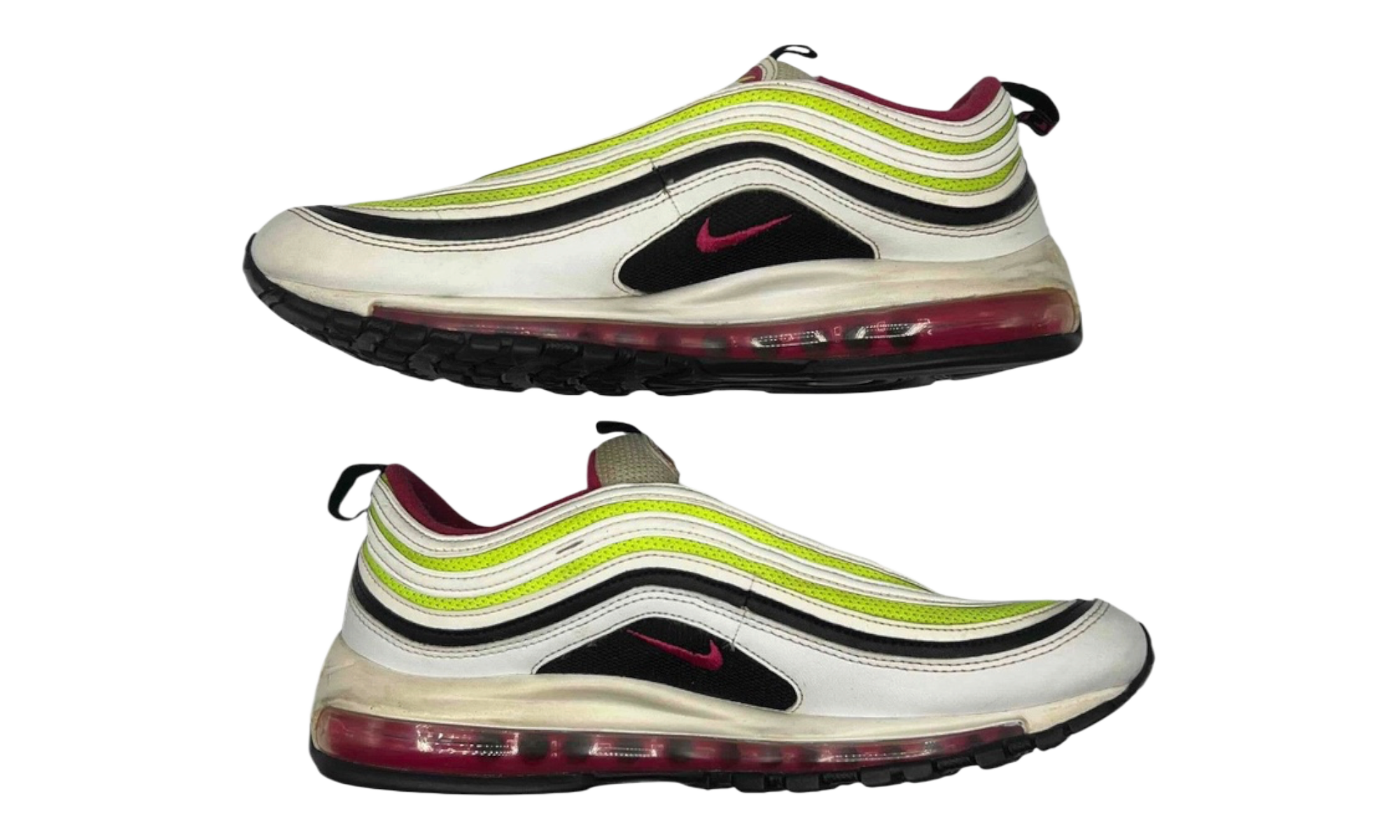 Nike Air Max 97 White Black Volt Rush Pink (PreOwned) (No Box)