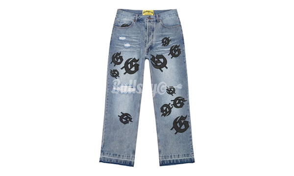 Godspeed Scattered GS Logo Blue Wash Denim Jeans