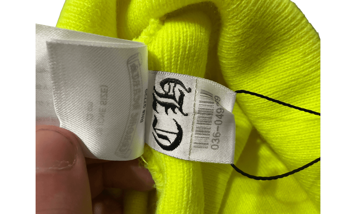 Chrome Hearts Neon Yellow Script Logo Beanie