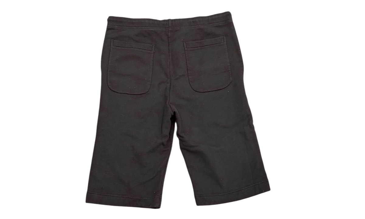Chrome Hearts Vintage 3/4 Long Leather Patch Silver Scroll Logo Black Sweatshorts