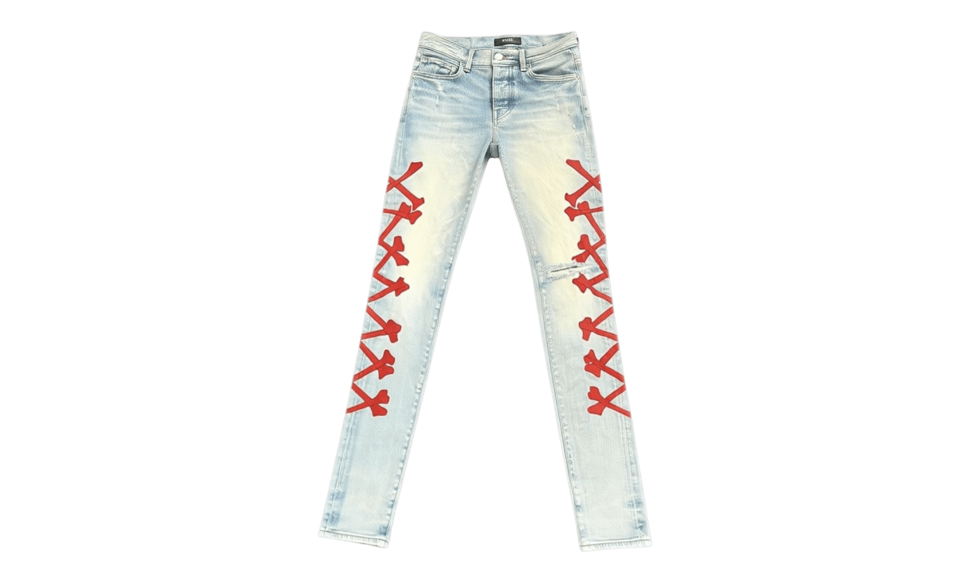 Amiri Applique Red Bones Skinny Stretch Jeans  (PreOwned)