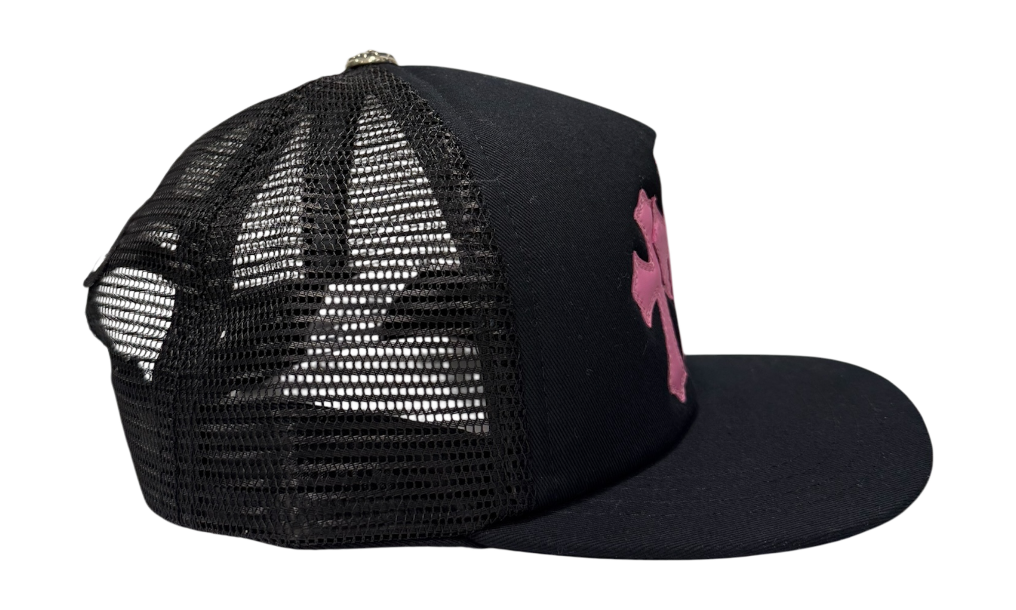 Chrome Hearts Pink Cross Black Trucker Hat