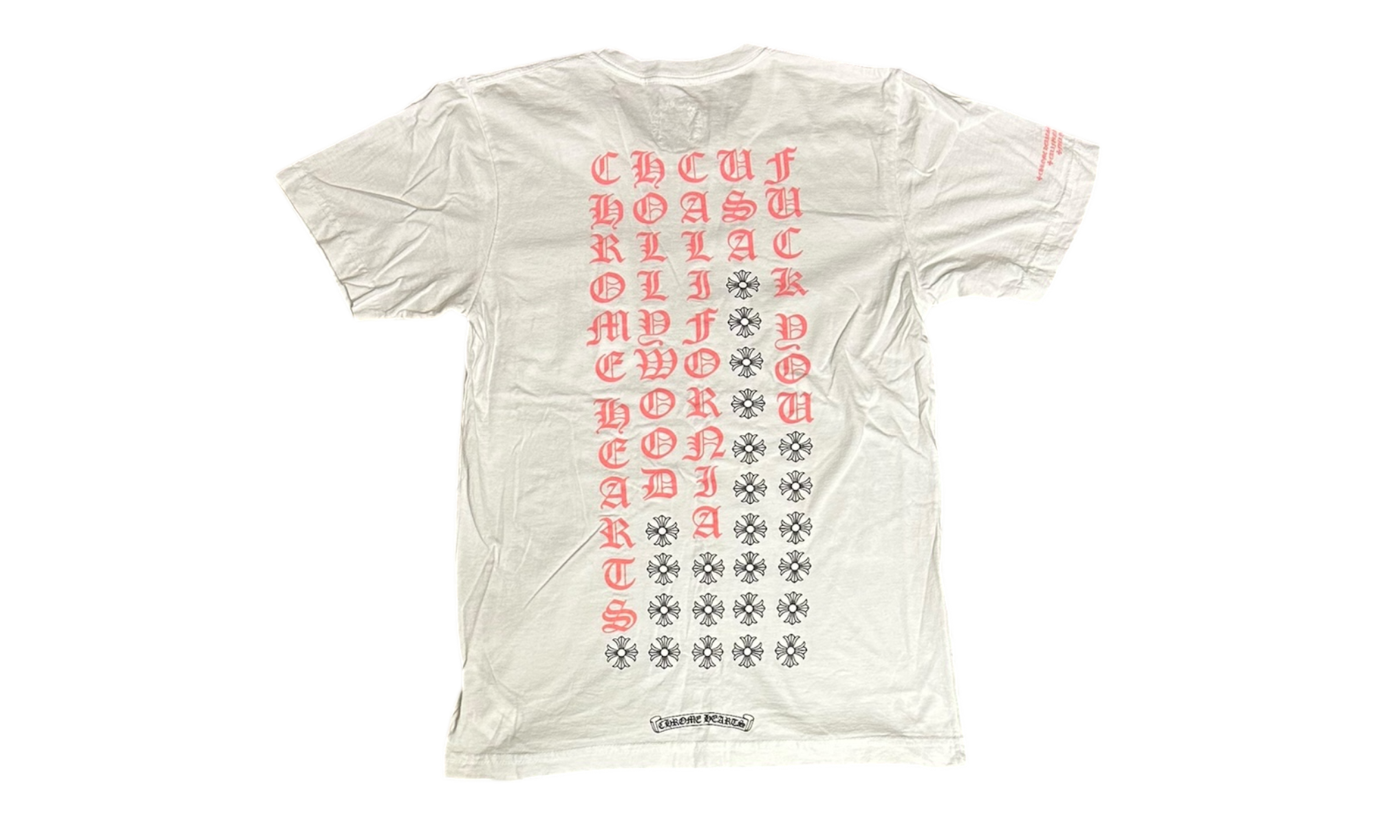 Chrome Hearts Pink Letter White T-Shirt