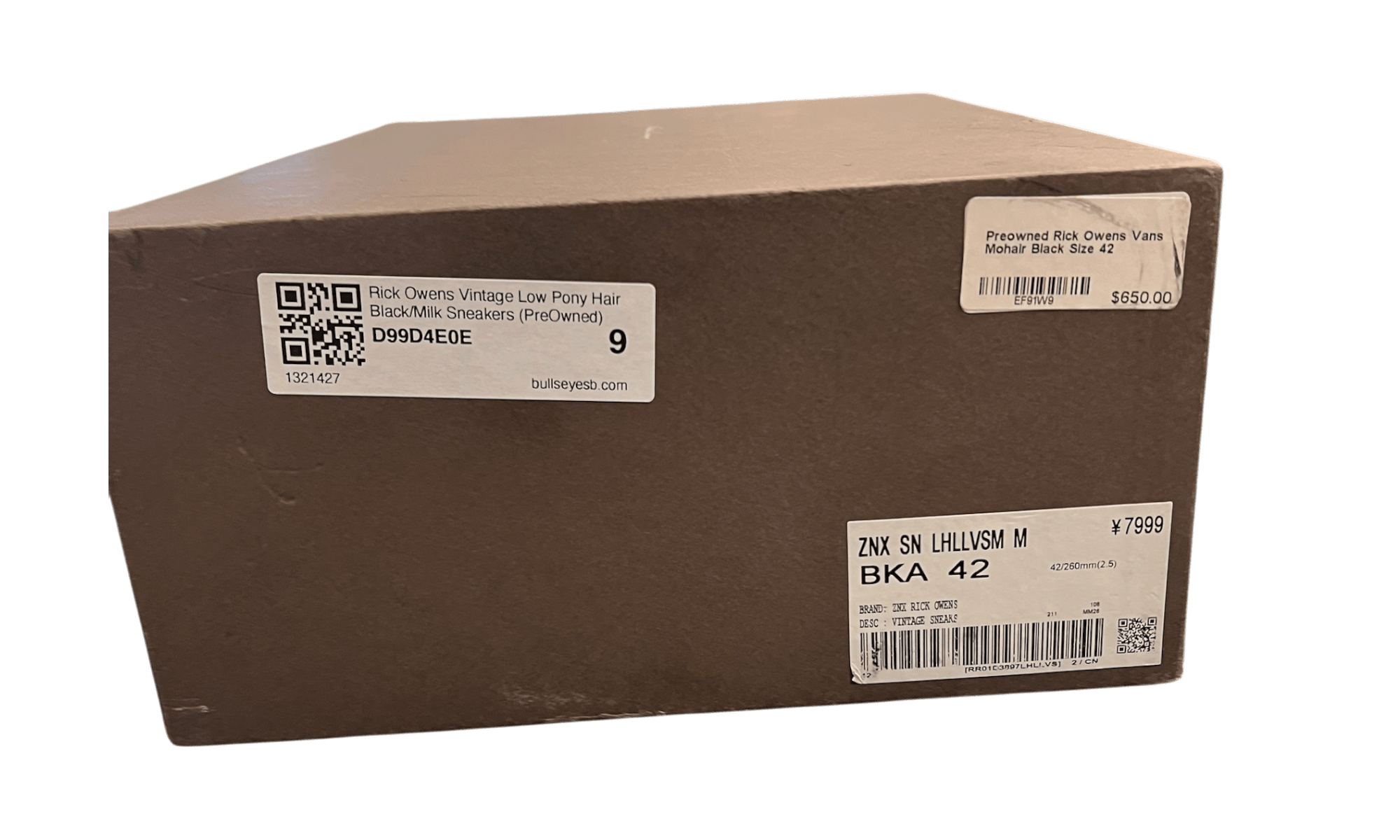 Rick Owens Vintage Low Pony Hair Black/Milk Sneakers (PreOwned)