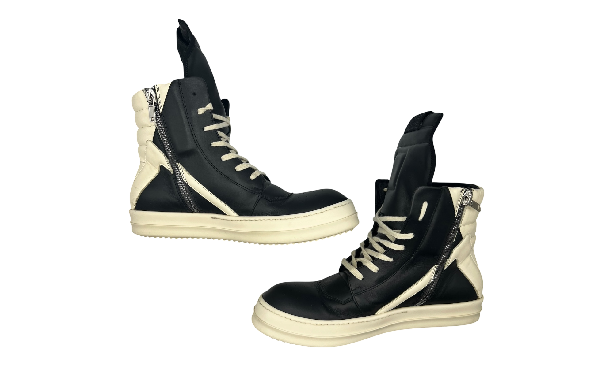 Rick Owens Black Temple Geobasket Sneakers ( Preowned )