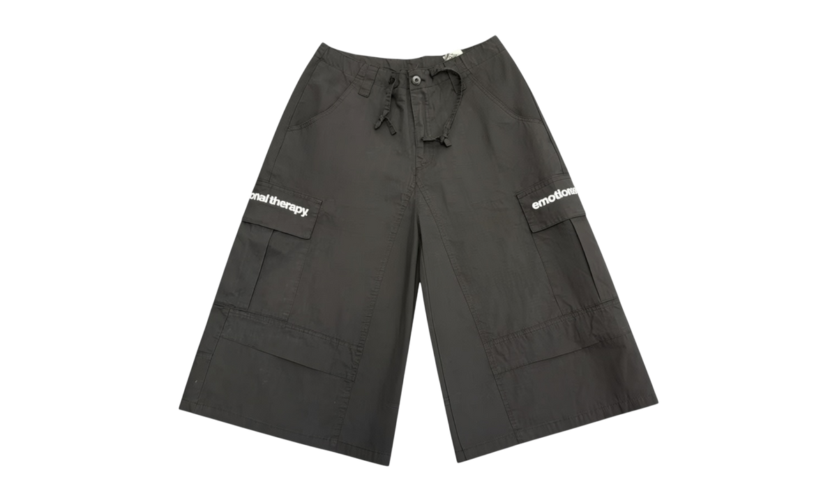 Emotional Therapy Black Nylon Cargo Shorts