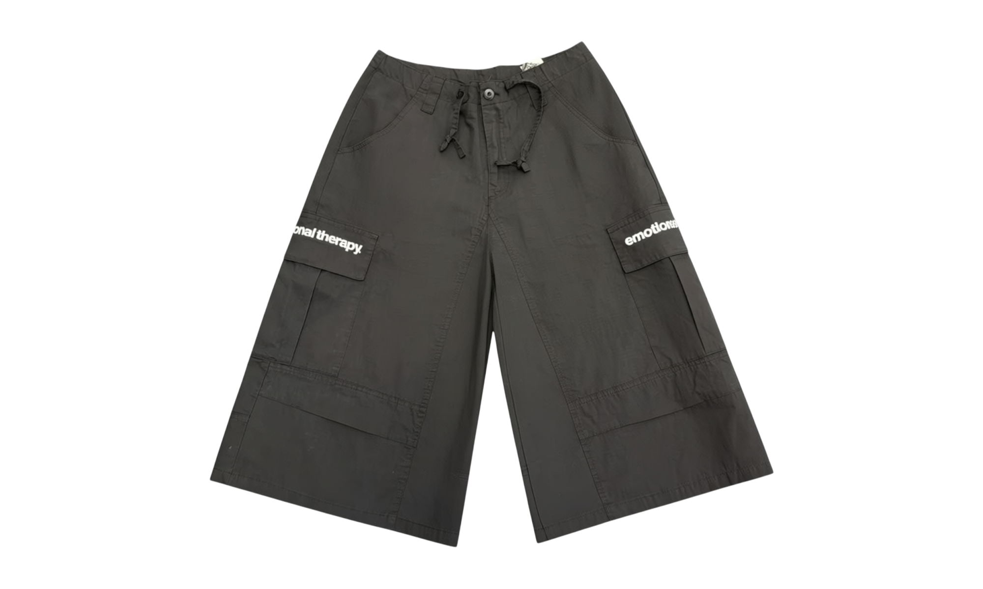 Emotional Therapy Black Nylon Cargo Shorts