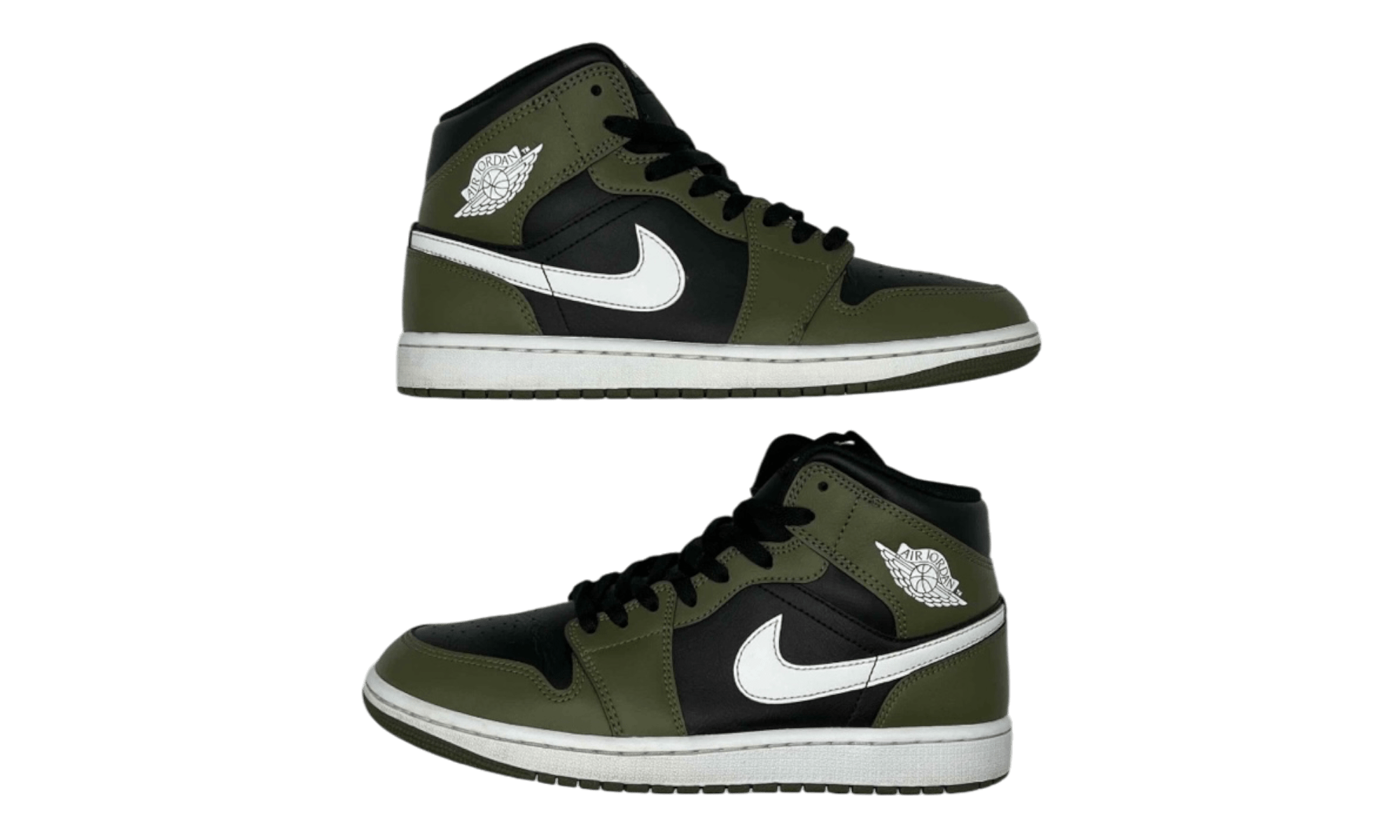 Jordan 1 Mid Black White Olive (PreOwned) (No Box)