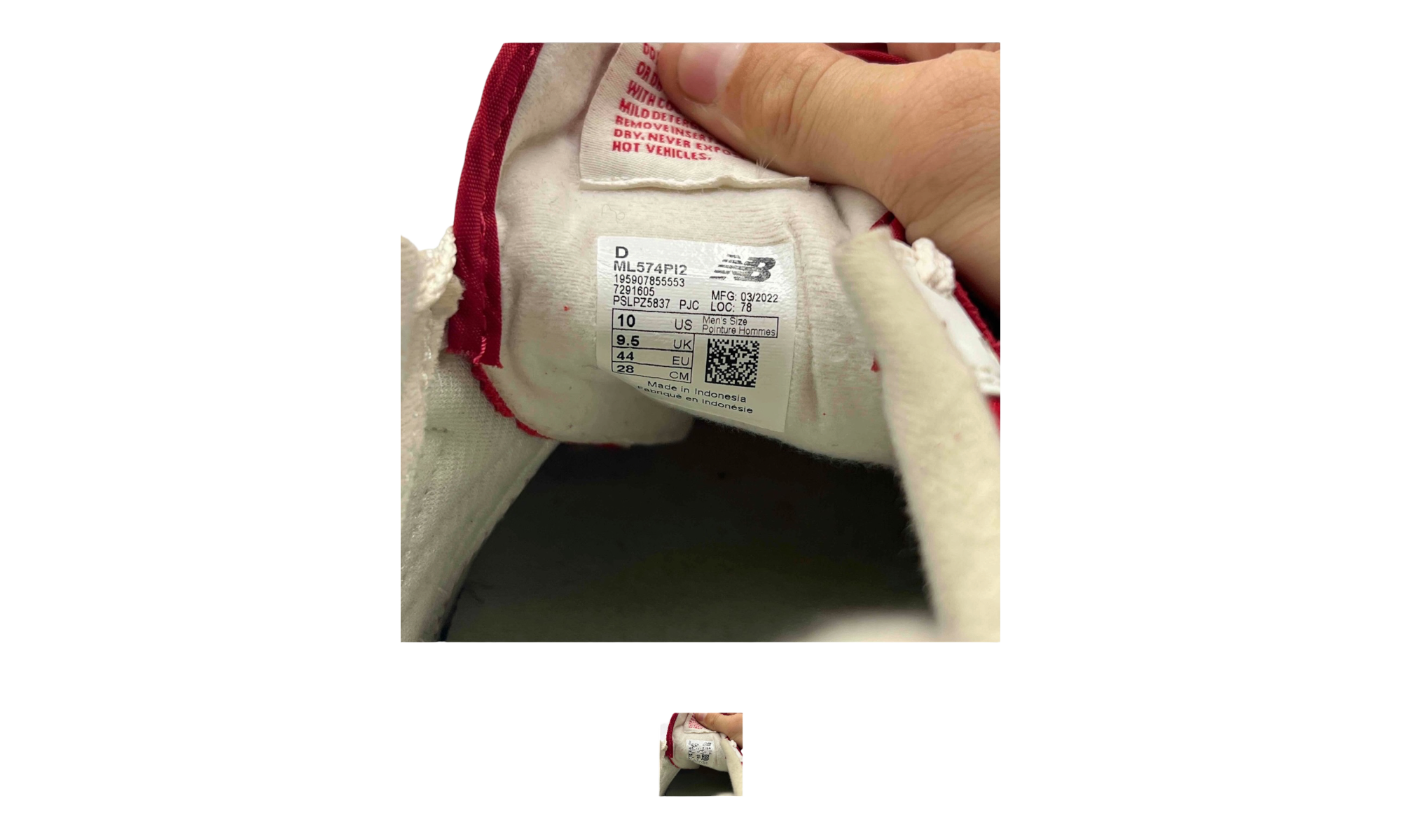New Balance 574 Red White (PreOwned) (No Box)