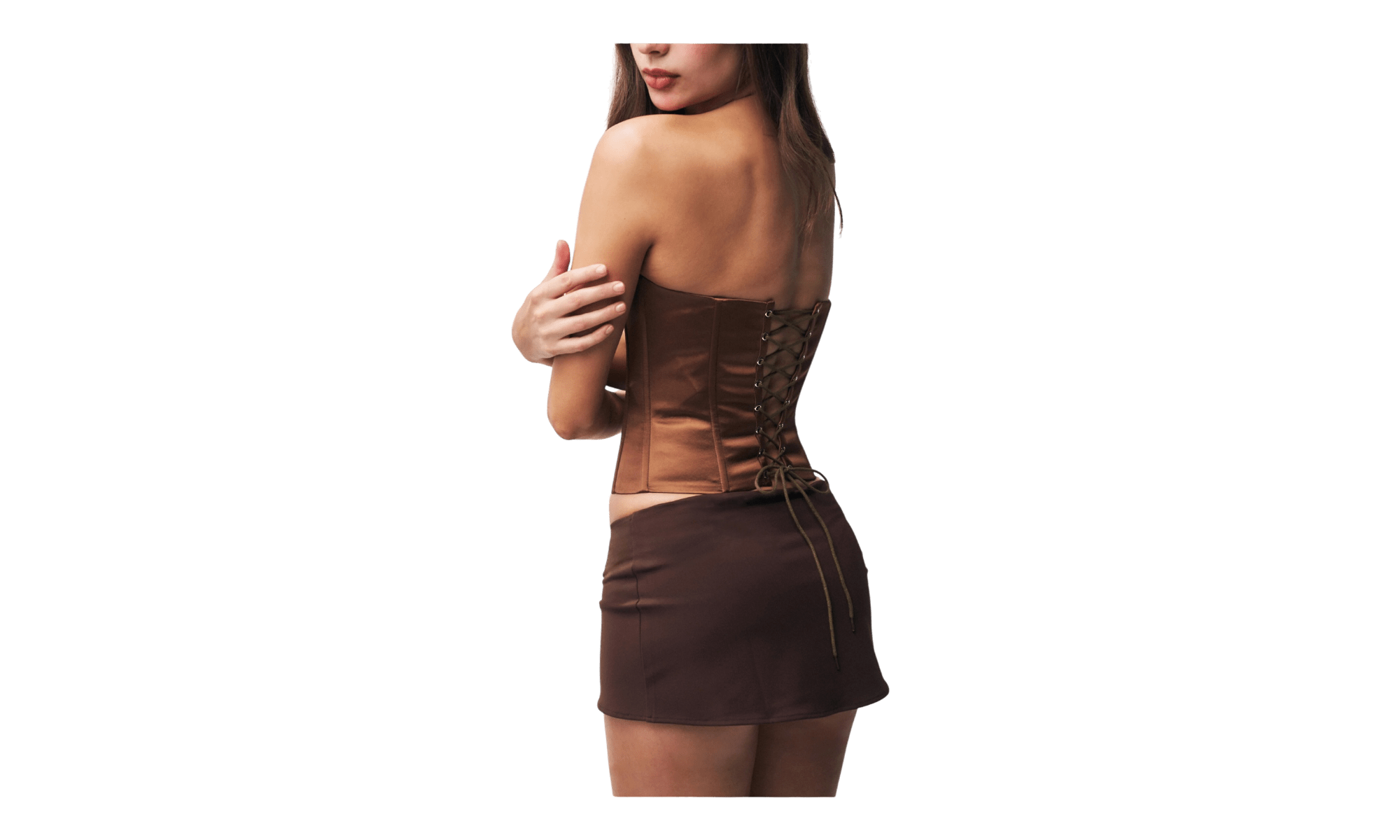 Guizio Satin Corset Brown