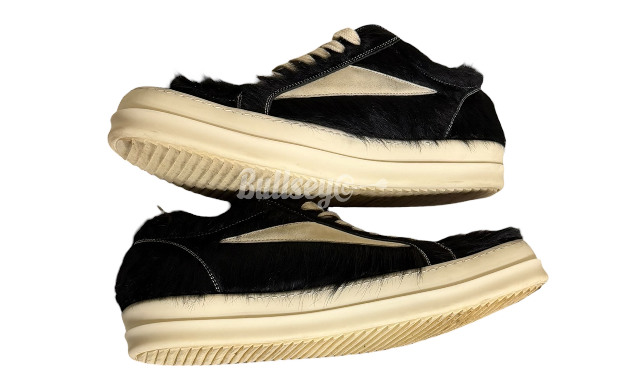 Rick Owens Pony Fur Vintage Low Black Sneakers (PreOwned)