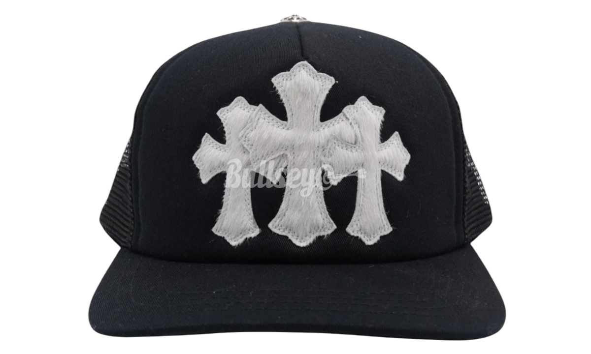 Chrome Hearts Pony Hair Cemetery Cross White Patch Black Trucker Hat