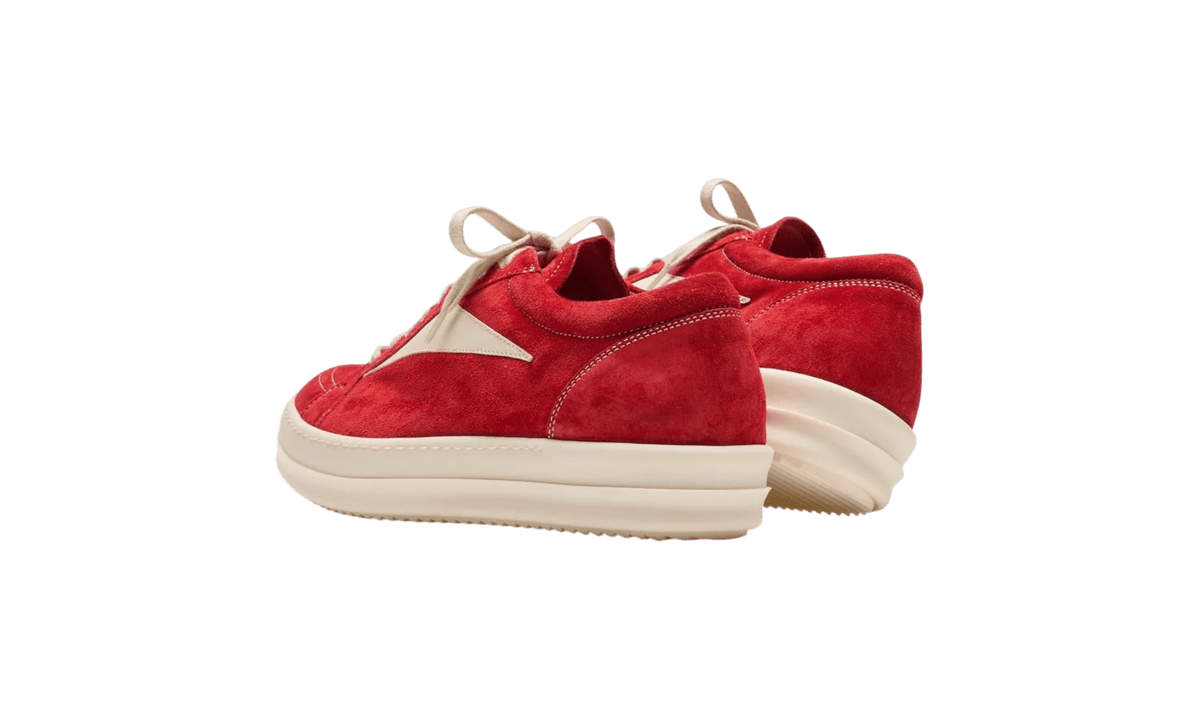 Rick Owens Red Suede Vintage Low Carnelian Milk Sneaker