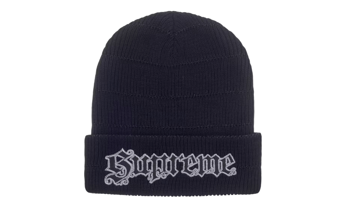 Supreme Metallic Stripe Beanie Black