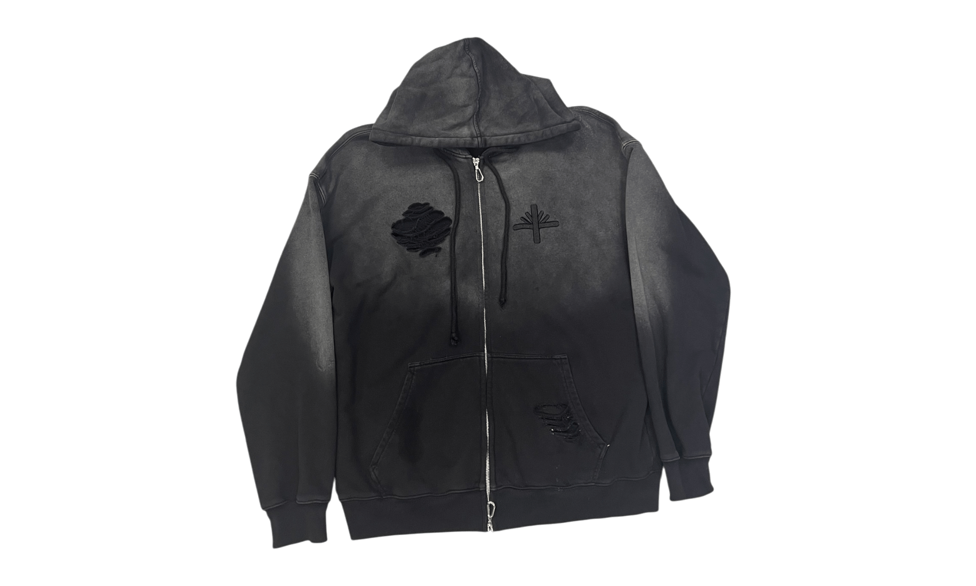 Vertabrae Black Distressed Zip Up (PreOwned)