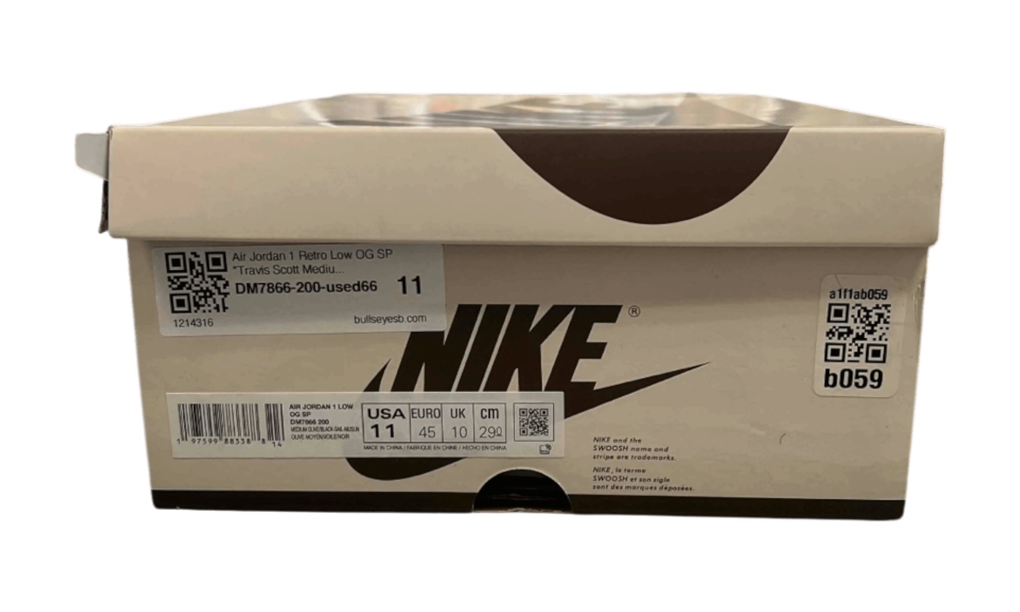 Air Jordan 1 Retro Low OG SP "Travis Scott Medium Olive"(PreOwned)