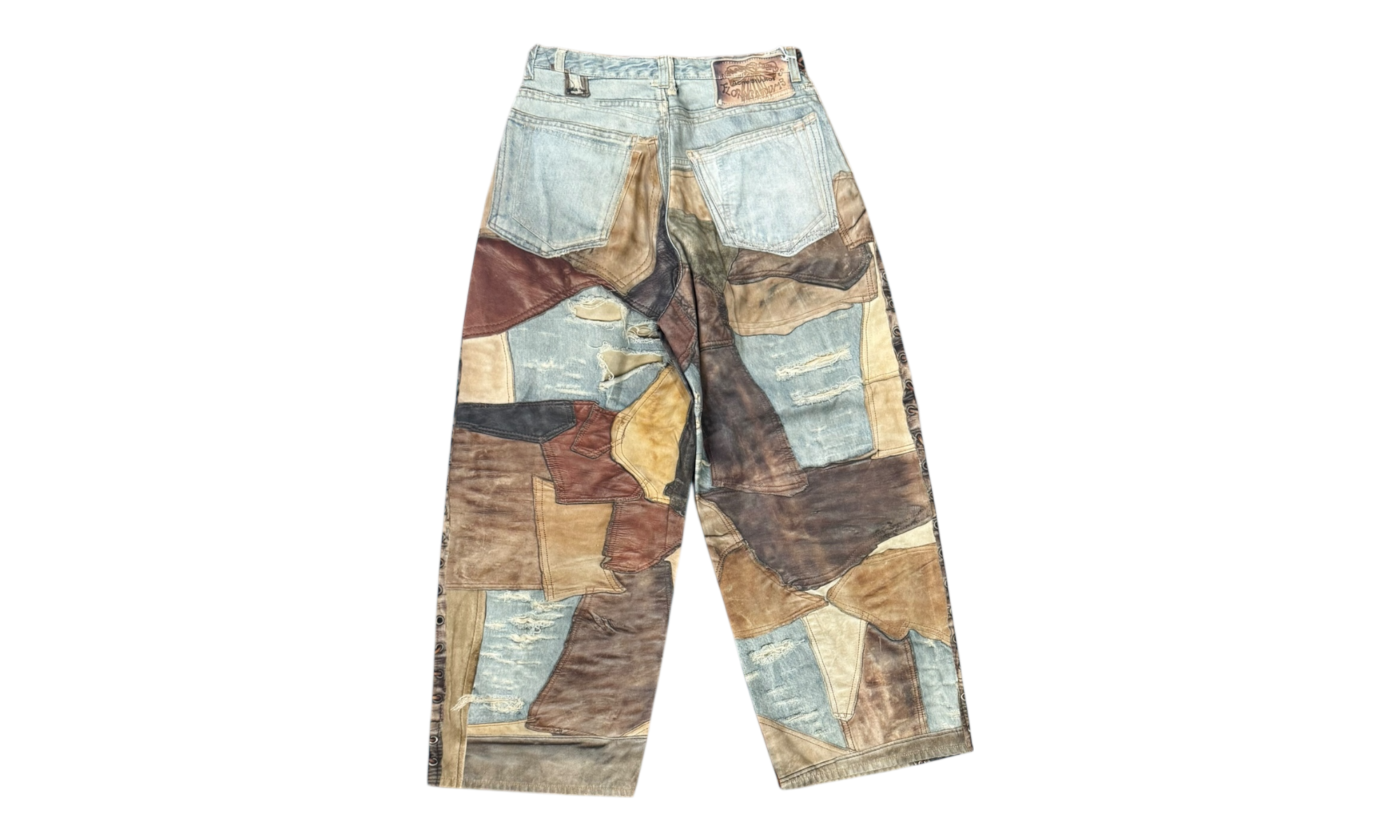 Acne Studios Leather and Patchwork Print Jeans