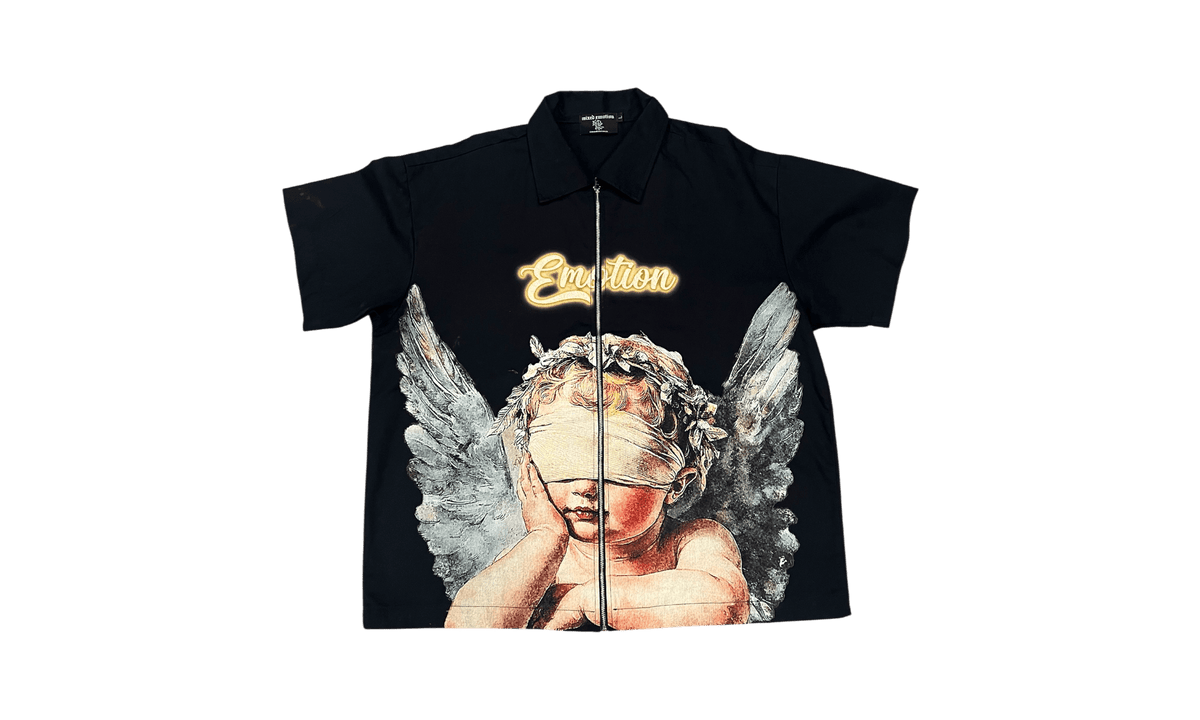 Mixed Emotion Black Blindfolded Angel Zip Tee (PreOwned)